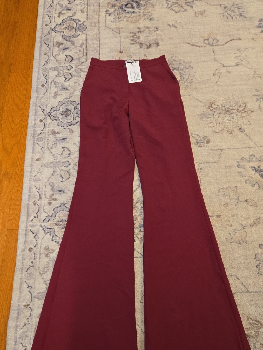 Women's High-Waist Flare Pants in Burgundy - Unbranded